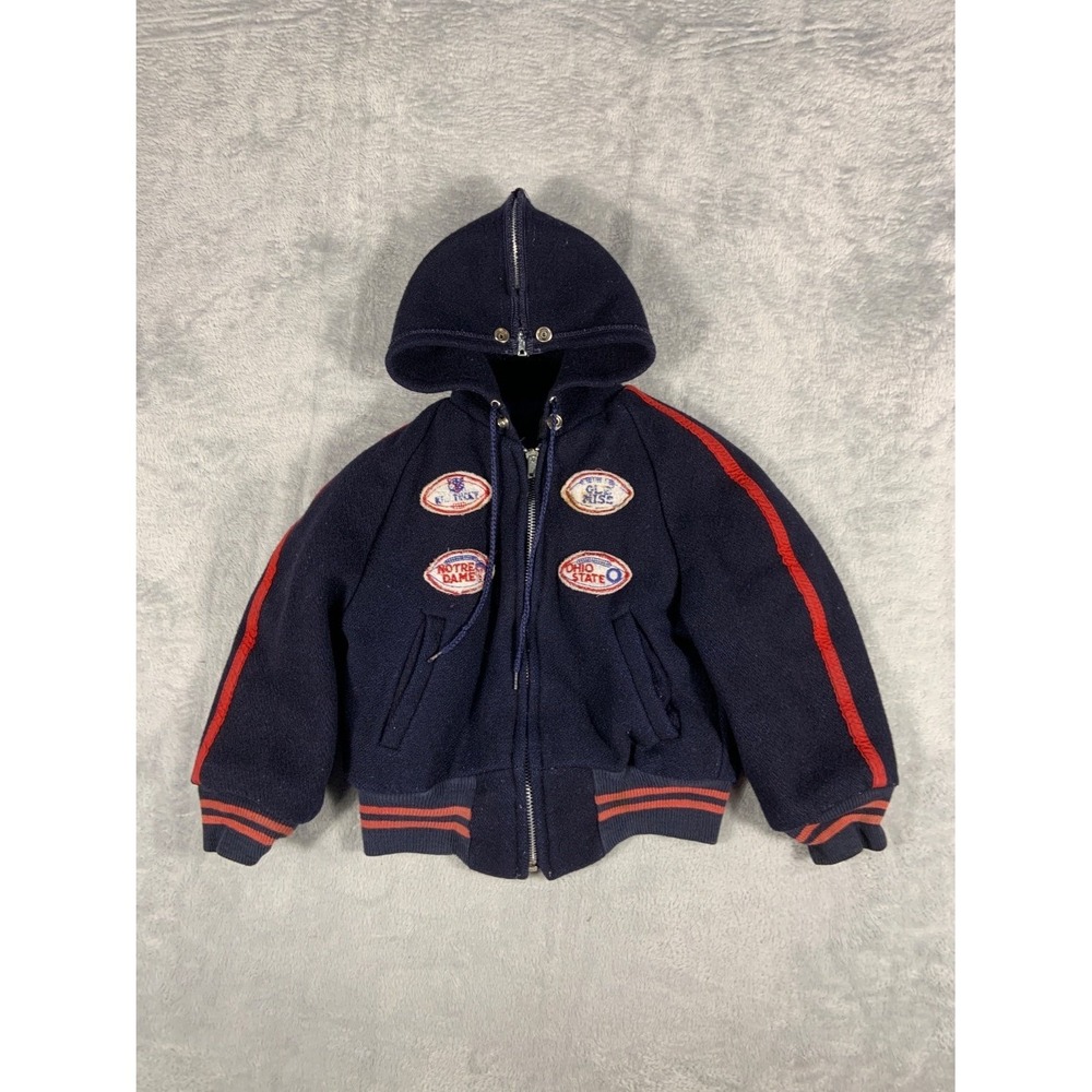 Nordic Pyramid Outerwear Corp Unisex Size 6 Navy Blue Jacket Hooded Wool Knit